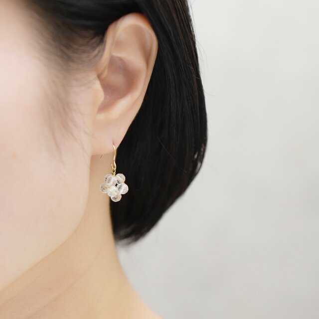 14kgf ピアス】クリスタル 水晶の実 金平糖 4月誕生石／誕生日