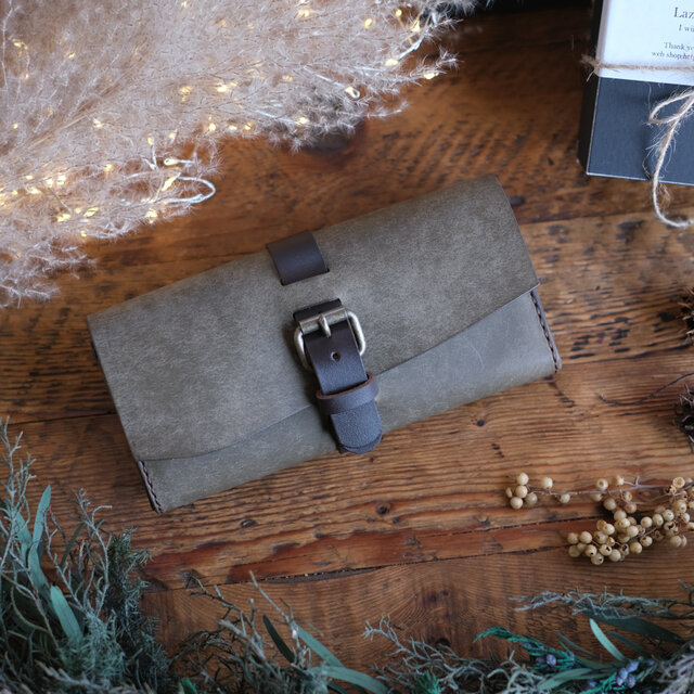 ベルト　長財布　プエブロ　Wファスナー　キャメル　ワンタッチ　レディース　メンズ　