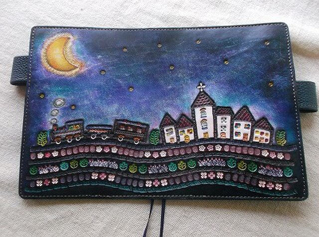 ほぼ日手帳対応　文庫サイズ手帳カバー　刻印＆拭き染め　牛革 ほぼ日手帳対応 牛革文庫サイズ手帳カバー 刻印＆拭き染め