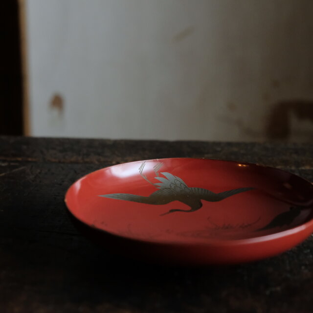 284 美品 上手物 極上蒔絵 祝酒盃 萬代鶴亀図 江戸時代/酒器 輪島塗漆器 鶴と亀◇味のあるお品物。古輪島塗 漆芸蒔絵盃 中皿 漆器 骨董