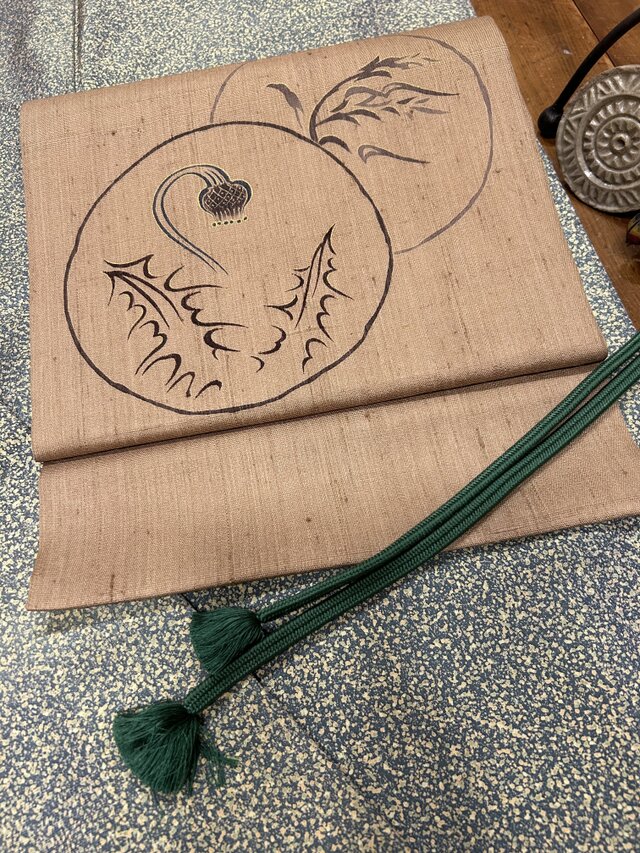 二部式　なごや帯　夏紬アザミ　アップサイクル品