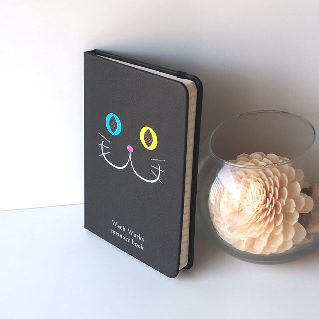 名入れ可能！合皮ハードカバーノート【黒猫フェイス】