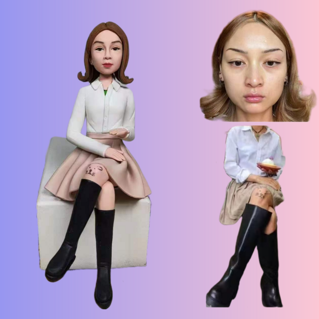 オーダーメイド 似顔絵 フィギュア 女性|写真 から フィギュア|自分の人形を作る|名入れギフト 友達 誕生日 昇進