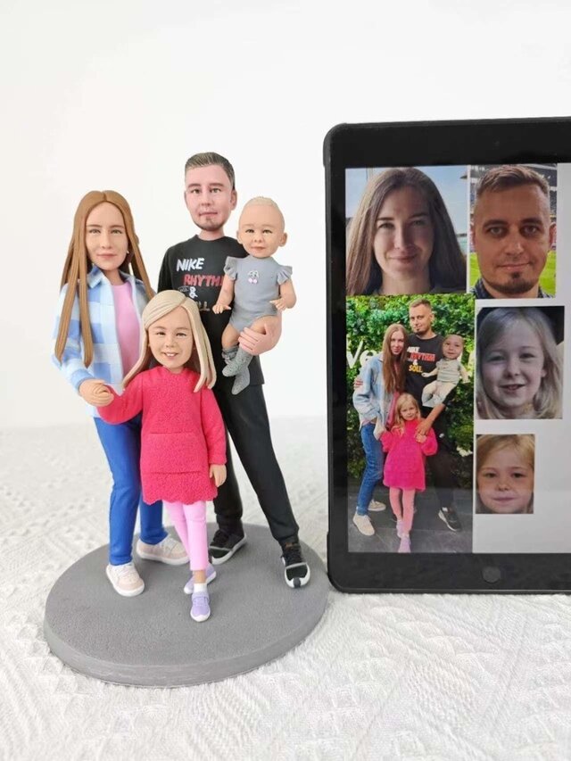 受注制作 大人数❤家族全員 家族コーデ 写真入り 人形 フィギュア❤名