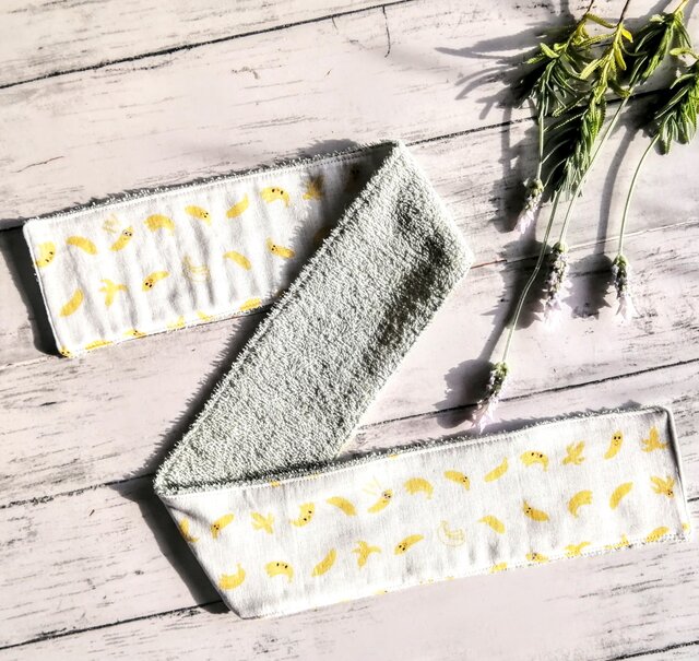 乾布摩擦タオル バナナ柄 9cm✕85cm ダブルガーゼ コットンタオル 名  