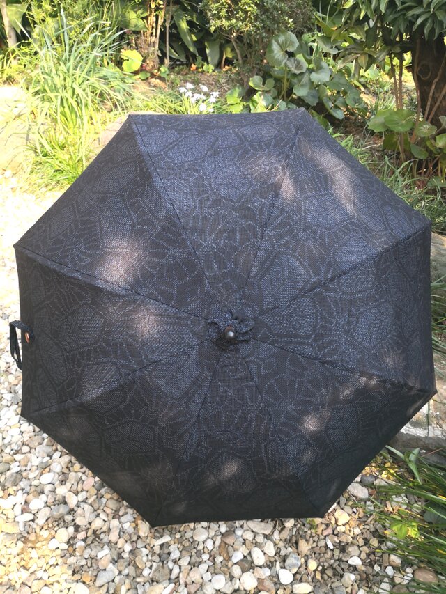 結城紬（濃紺洋葉モチーフA)