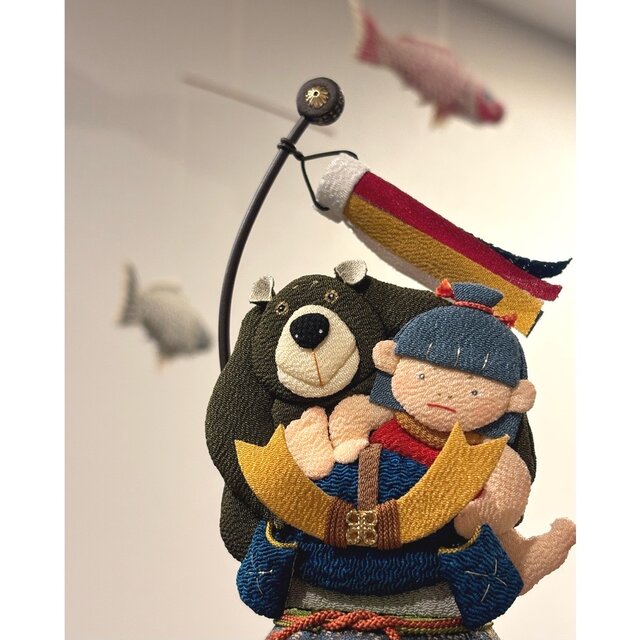 五月人形【勇往邁進】金太郎 兜 端午の節句 熊 ちりめん 季節の飾り