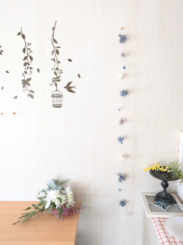 紫陽花モビール・ガーランド 2本セット ブルー ロング | エアリーな