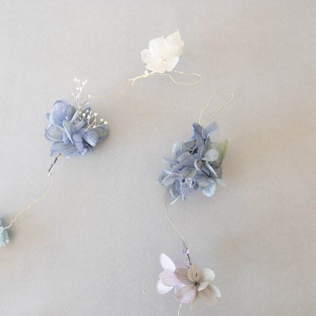 紫陽花モビール・ガーランド 2本セット ブルー ロング | エアリーな