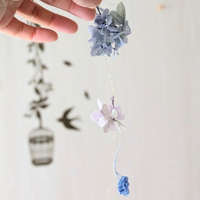 紫陽花モビール・ガーランド 2本セット ブルー ロング