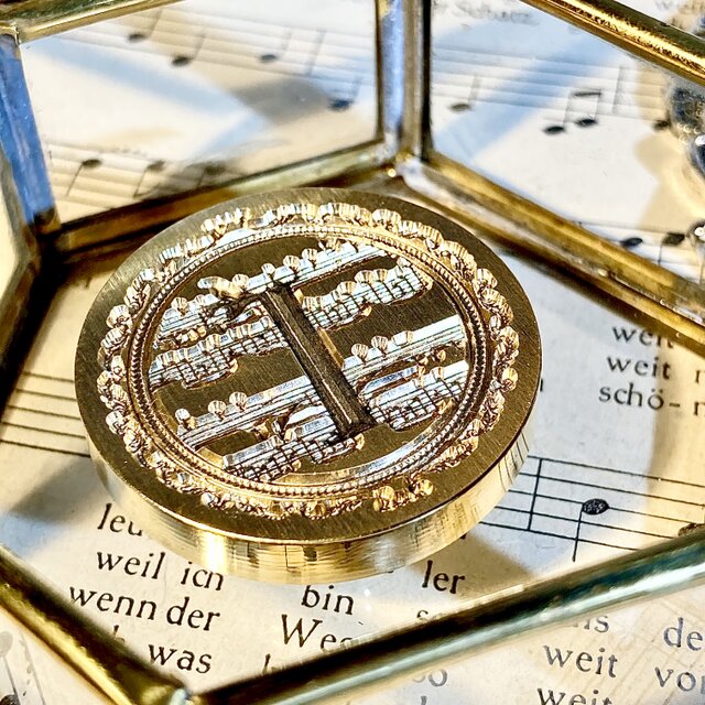 シーリングスタンプ　ヘッド　イニシャル　Ｉ　音楽　楽器　楽譜