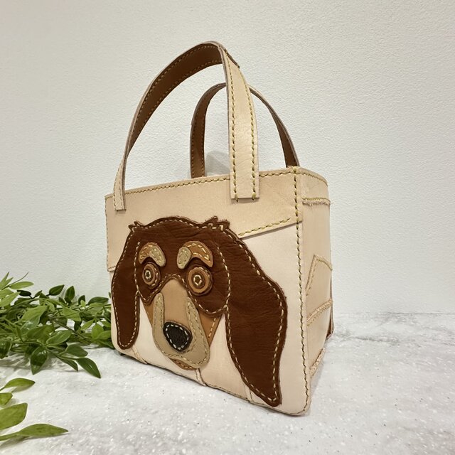 本革☆パッチワーク☆手縫い カバン お散歩バッグ ハンドメイド