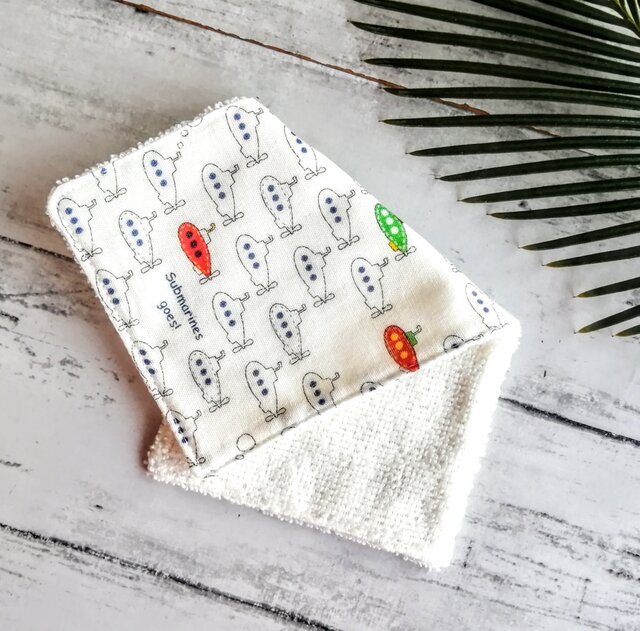 潜水艦 ハーフハンカチ ガーゼハンカチ タオルハンカチ ダブルガーゼ