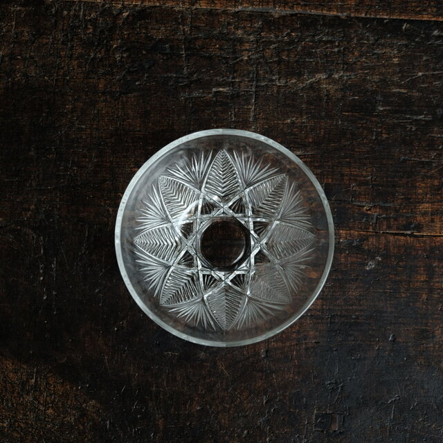 リーフの文様◆クリスタル・プレスガラス小鉢　古民家　古道具　ニュートロ　暮らしに。昭和後期