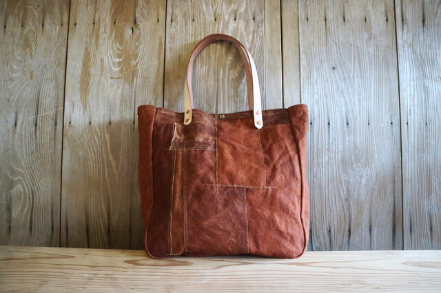 【新品未使用】★柿渋染 bag 80×48 カキシブゾメ FIELD STYLE 新品未使用】☆柿渋染 bag 80×48 カキシブゾメ FIELD STYLE