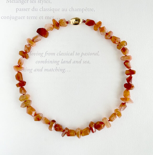 レッドヘマタイトクォーツ デコデコな形が面白い レクタングルカットのチョーカー