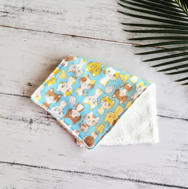 猫とネズミ　ハーフハンカチ　ガーゼハンカチ　タオルハンカチ　ダブルガーゼ　プチギフト　名入れ