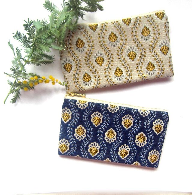 フランス生地　antique　bud　MS ポーチ　アンティーク蕾柄　メイク入れ　薬入れ　napkin入れカード入れのコピー