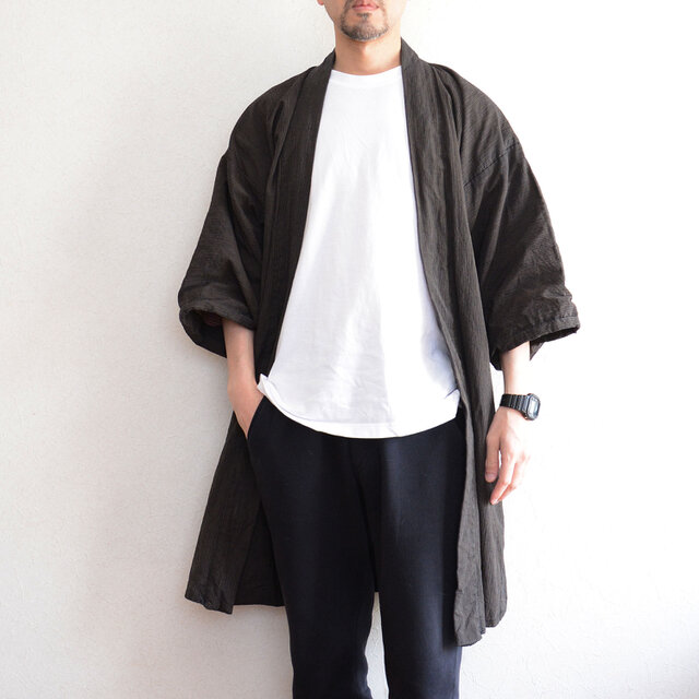 古布リメイク縞木綿のジャケット（L） 羽織 メンズ 着物 古布 木綿 縞模様 リメイク素材 アンティーク