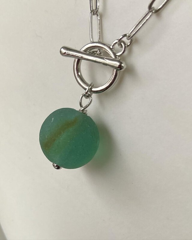 ビー玉シーグラスのひとつぶネックレス 1