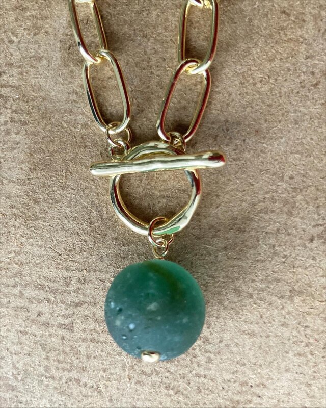 ビー玉シーグラスのひとつぶブレスレット 1