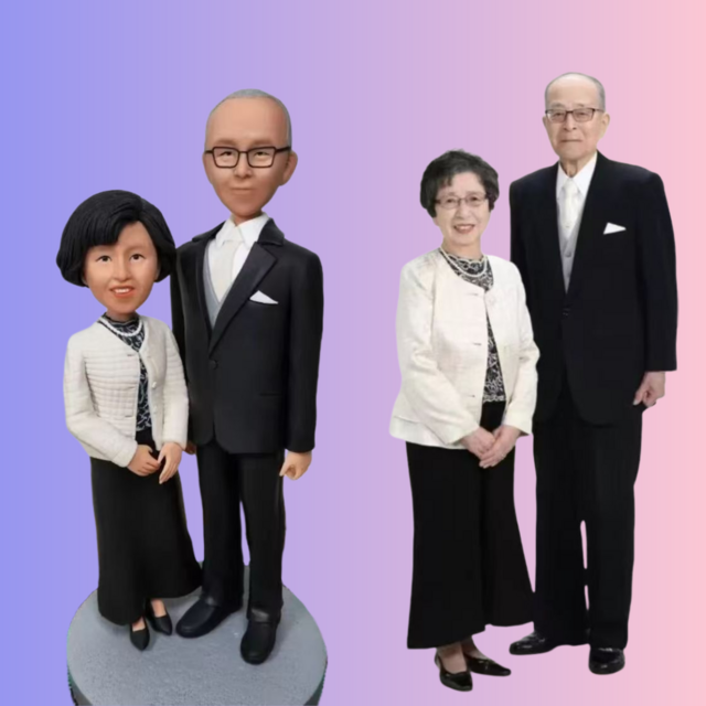 オーダーメイド 似顔絵 フィギュア カップル 両親|写真 から フィギュア|自分の人形を作る|名入れギフト 結婚祝い-