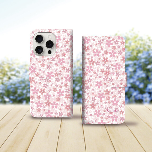 iPhoneスタンダード手帳型スマホケース （カメラ穴あり/はめ込みタイプ）【桜のじゅーたん（New Design）】