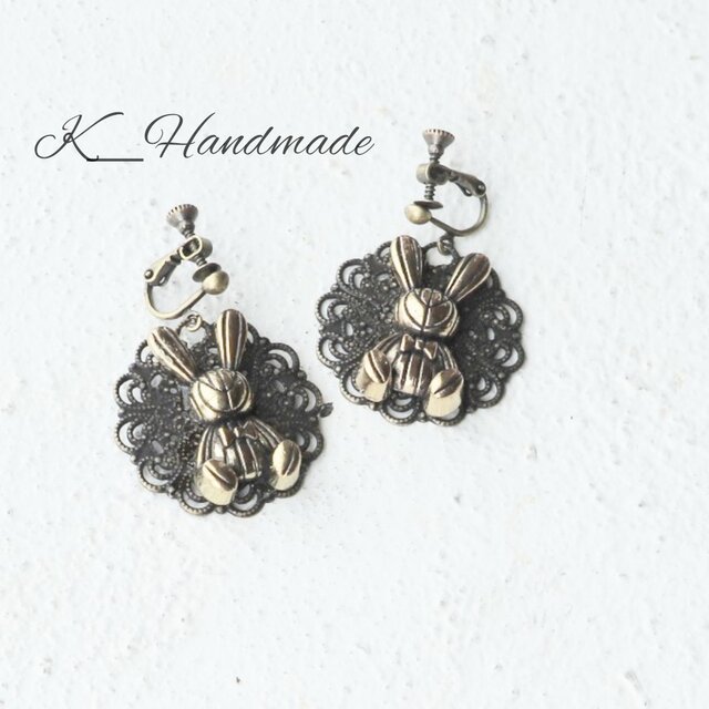 再販　うさぎ　ぬいぐるみ風　イヤリング