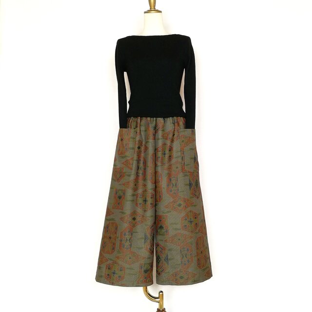 大島紬リメイク＊ガウチョパンツ