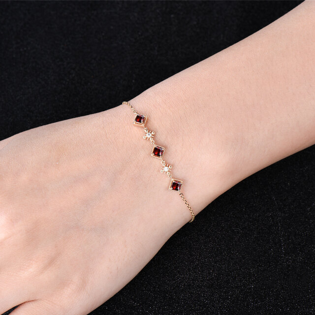 ヴィンテージ 1月の誕生石 天然ガーネット ブレスレット ミニマリスト