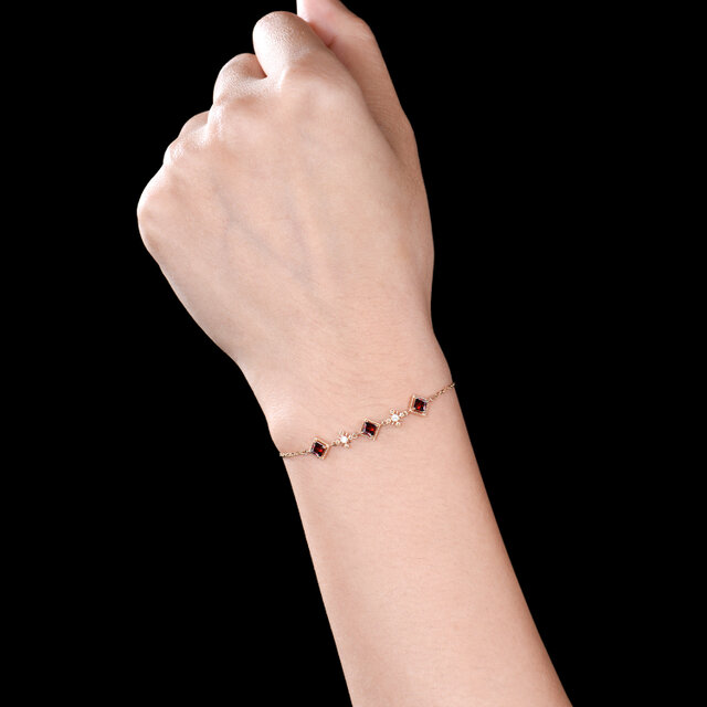 ヴィンテージ 1月の誕生石 天然ガーネット ブレスレット ミニマリスト