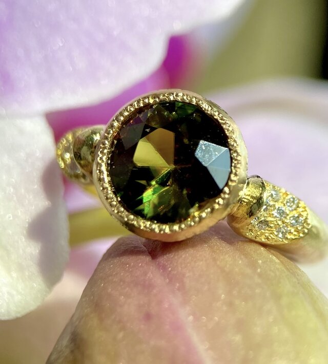 スフェーン　リング　スフェーン　指輪 スフェーン 0.8ct ダイヤモンド イエローゴールド リング(指輪