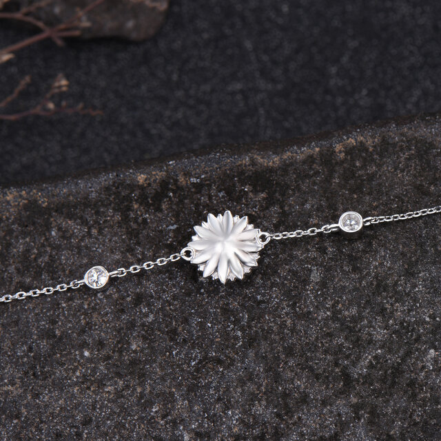 ユニークなひまわりブレスレット 7月の誕生石ルビーブレスレット