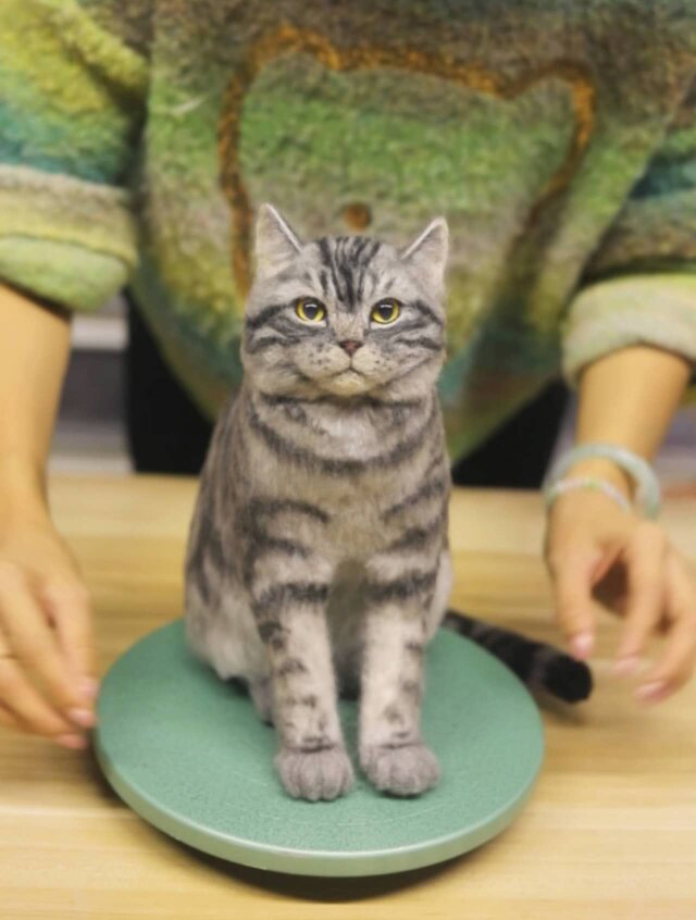 つきみ様オーダー品 羊毛フェルト 猫のぬいぐるみ 羊毛フェルト猫》 #猫(ねこ)羊毛フェルト オーダー フレーム