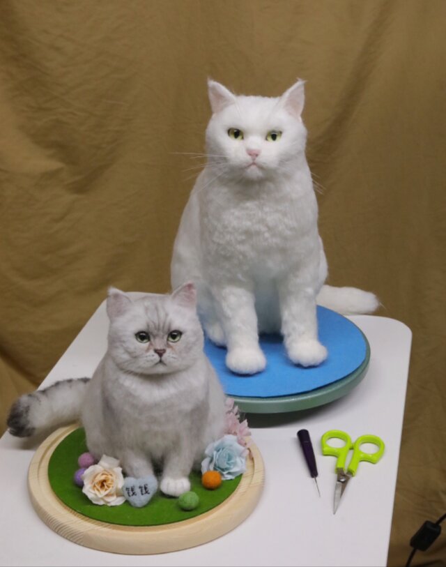 受注作製】羊毛フェルト、うちの子、猫ぬいぐるみ、フェルト猫