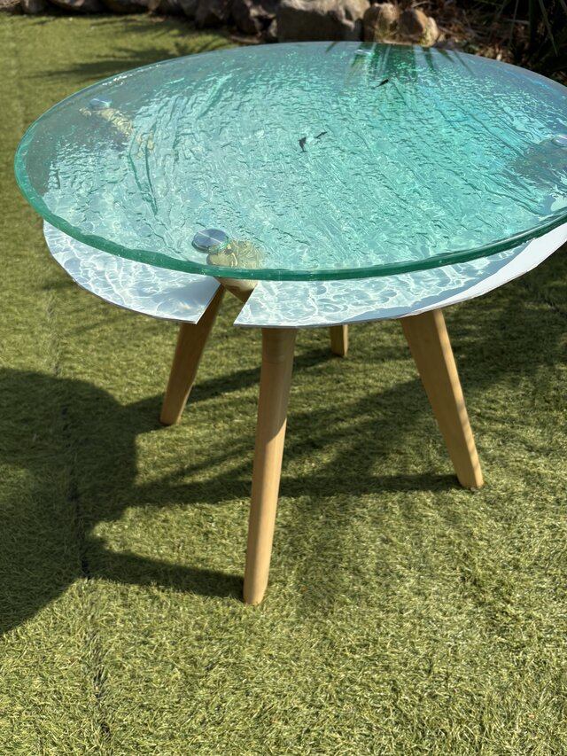 現品 新作カフェテーブル ドルフィン 水面 エメラルドブルーの海