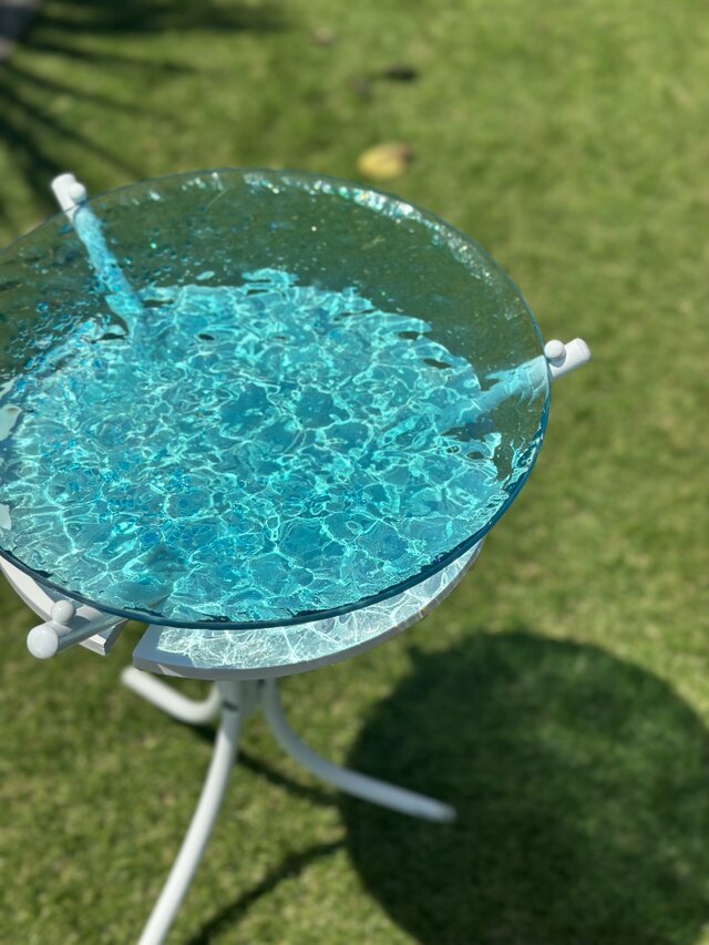 Studiokai サイドテーブル レジン 水紋 エメラルドグリーン レジン 海