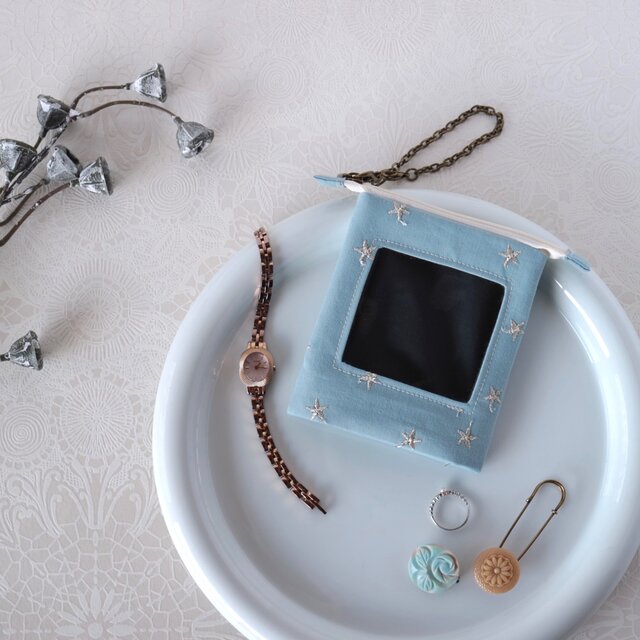 ＊クリア　窓付き　ポーチ　ミニ　星＊　コスメ　アクセサリーポーチ　キーケース