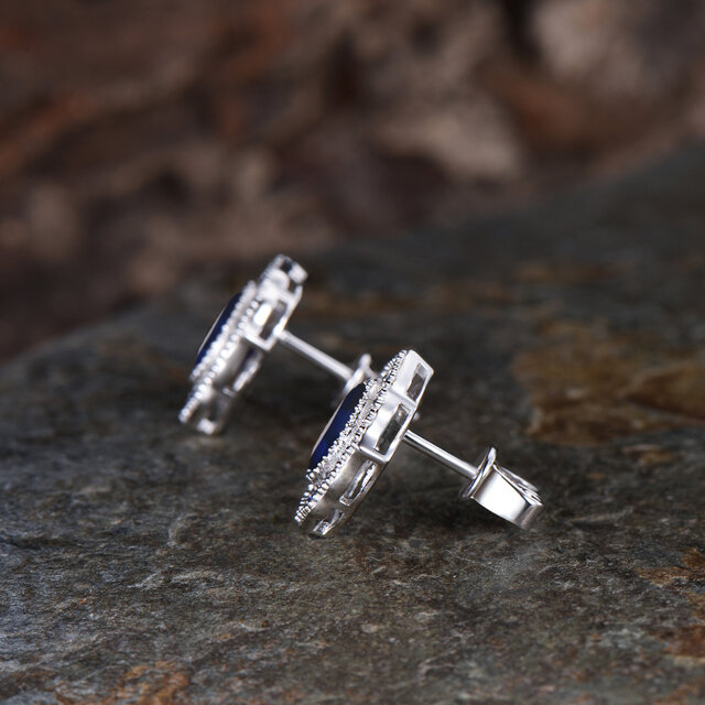 ミルグレイン 9月の誕生石 ブルーサファイア ピアス ヴィンテージ