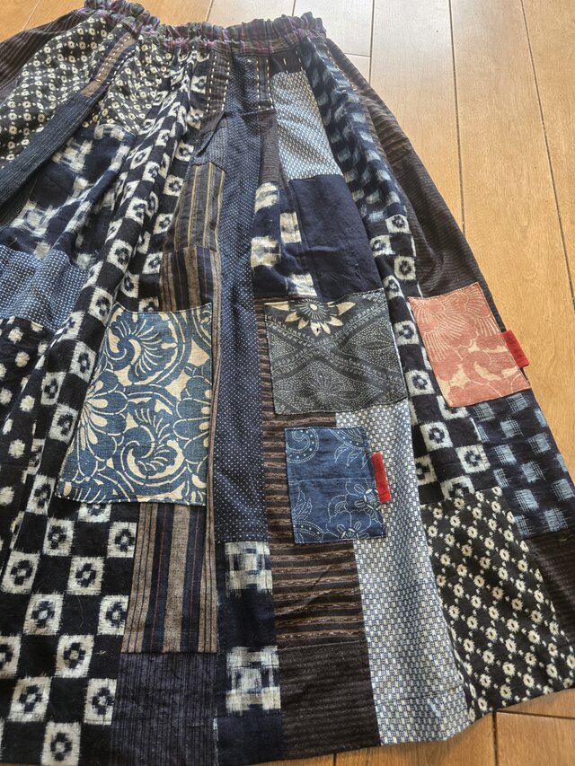 着物リメイク 古布 手作り 絣 パッチワーク スカート | iichi 日々の