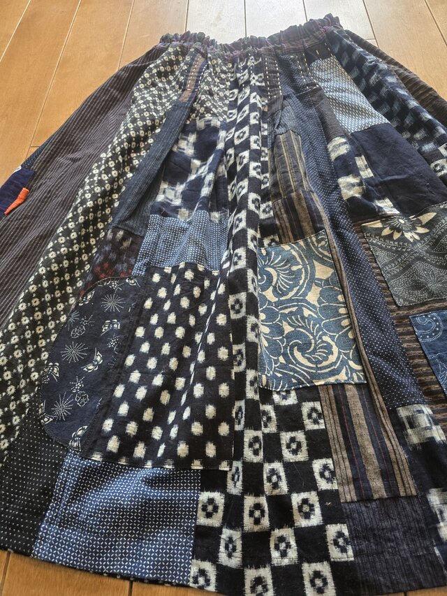 専用　蚊絣　古布　スカート　ハンドメイド 着物リメイク 古布 手作り 絣 パッチワーク スカート | iichi 日々の