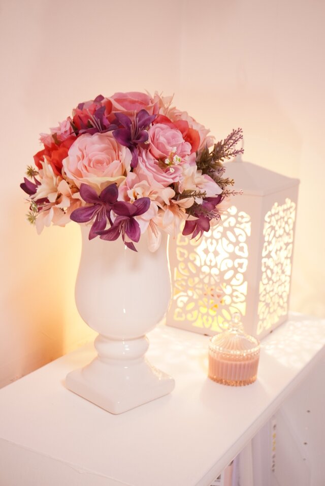 ピンク＆レッドローズのアートフラワー