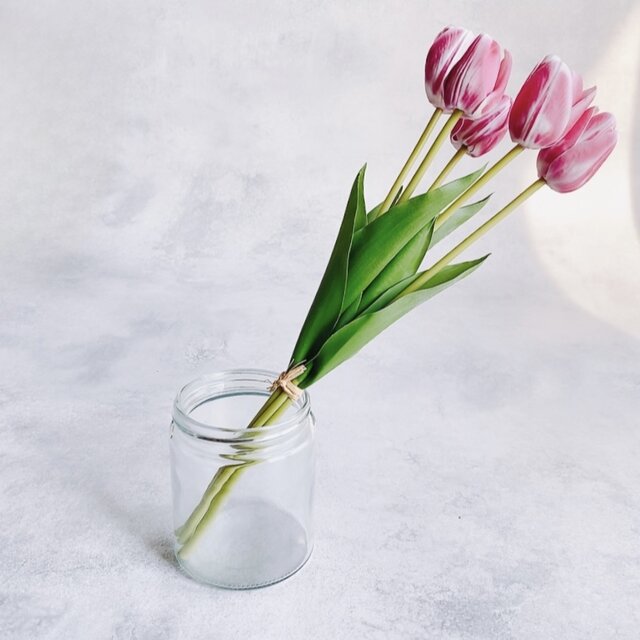 【5本セット】本物みたいな春のチューリップ　pink 枯れない花　インテリアフラワー