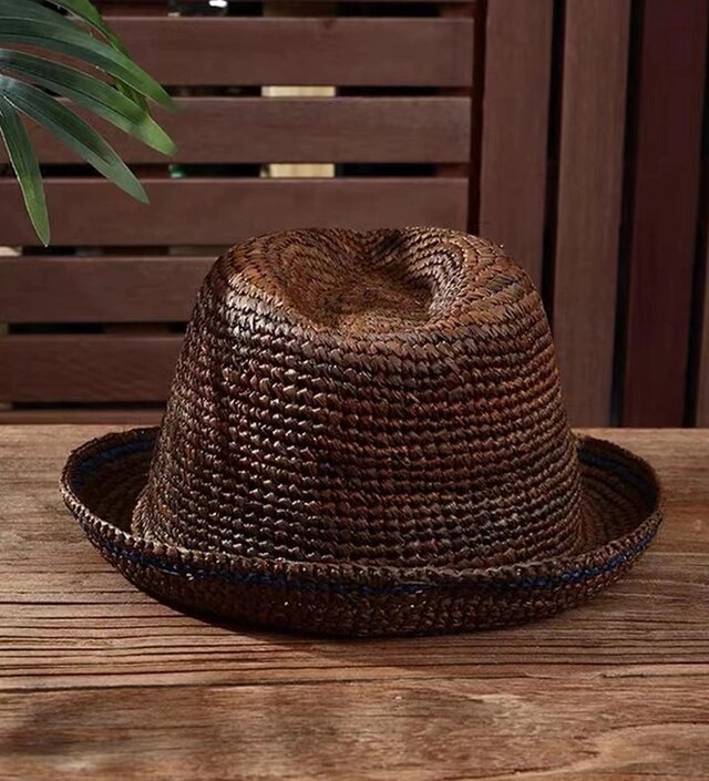 ラフィアハット、中折れ帽子男性、ヘミング、パナマ帽、フェドーラ帽