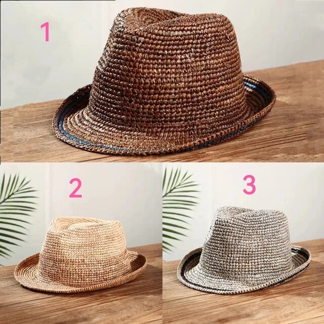 ラフィアハット、中折れ帽子男性、ヘミング、パナマ帽、フェドーラ帽
