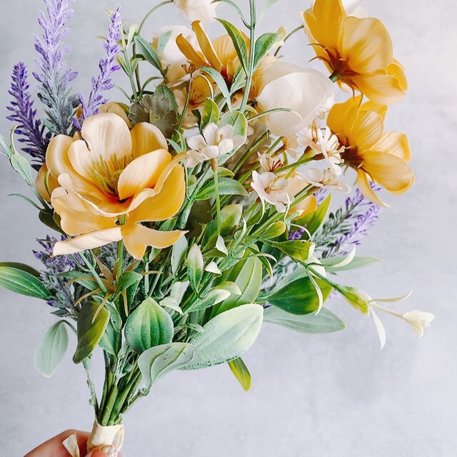 【枯れない花】アネモネとラベンダーの春スワッグ　母の日　インテリアフラワー　フラワーギフト