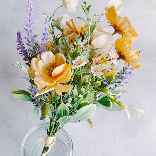 枯れない花】アネモネとラベンダーの春スワッグ 母の日 インテリア