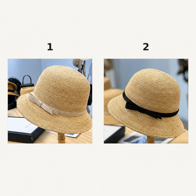 マダガスカル産天然ラフィア100％ 手編みクローシュハット｜シルク混