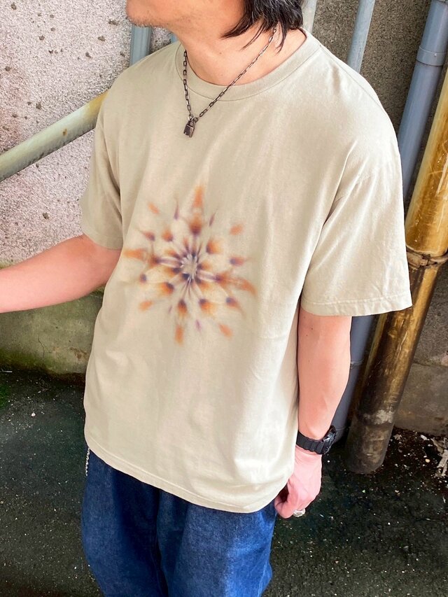タイダイ Tシャツ XLサイズ 曼荼羅 ベージュ Hippies Dye HD23-76