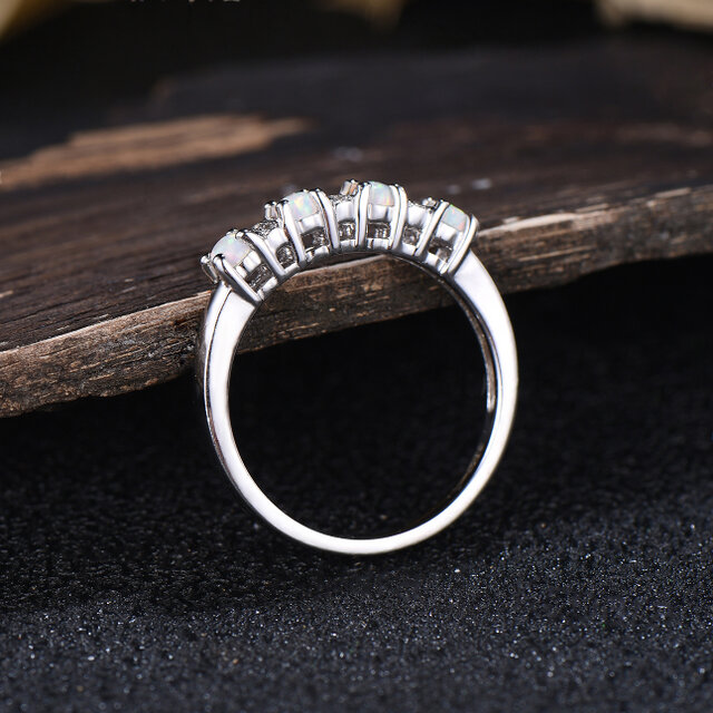 10月の誕生石ホワイトオパールリング結婚指輪記念日誕生日リング925